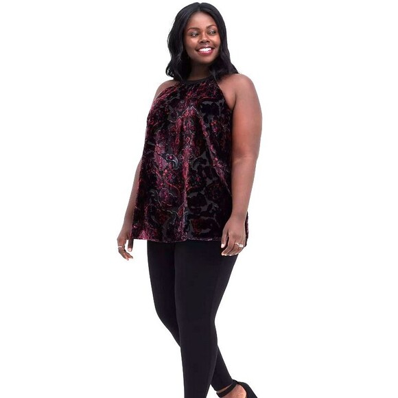 Torrid Halter Tunic Tank - Burnout Velvet Paisley Size 3X - 22/24 - 3 NWT - Picture 5 of 5